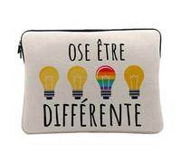 Housse Ordinateur et Tablette Aspect Lin - Ose Etre Différente LGBTQ+ Gay Lesbien Trans - 14-15 Pouces Pochette de Protection PC Portable Imprimé en France