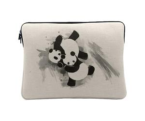 Housse Ordinateur et Tablette Aspect Lin - Panda Judo Aquarelle Arts Martiaux Karate Mignon Enfant - 14-15 Pouces Pochette de Protection PC Portable Imprimé en France