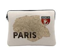 Housse Ordinateur et Tablette Aspect Lin - Paris 75 Departement Carte Ancienne Ile de France - 10 Pouces Pochette de Protection PC Portable Imprimé en France