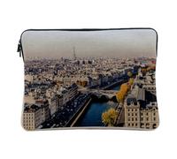 Housse Ordinateur et Tablette Aspect Lin - Paris Ville Ile Saint Louis Seine Batiment Pont - 12-13 Pouces Pochette de Protection PC Portable Imprimé en France