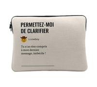 Housse Ordinateur et Tablette Aspect Lin - Permettez-Moi De Clarifier Jargon Travail Office Email Icone Bureau Collegue Humour - 12-13 Pouces Pochette de Protection PC Portable Imprimé en France
