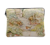 Housse Ordinateur et Tablette Aspect Lin - Petter Rabbit Pierre Lapin Jardin Illustration Enfant Beatrice Potter - 14-15 Pouces Pochette de Protection PC Portable Imprimé en France