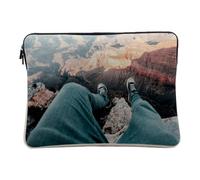 Housse Ordinateur et Tablette Aspect Lin - Photo de Jambes dans Le Vide Ravin Canyon Paysage Hauteurs - 12-13 Pouces Pochette de Protection PC Portable Imprimé en France