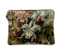 Housse Ordinateur et Tablette Aspect Lin - Planche Orchide Fleures Botanique Gravure Ancienne Dessin - 14-15 Pouces Pochette de Protection PC Portable Imprimé en France