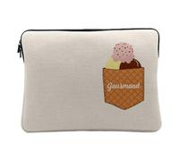 Housse Ordinateur et Tablette Aspect Lin - Poche Surprise Gourmand Glace Illustration Dessert - 12-13 Pouces Pochette de Protection PC Portable Imprimé en France