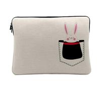 Housse Ordinateur et Tablette Aspect Lin - Poche Surprise Magique Magicien Lapin Dessin - 14-15 Pouces Pochette de Protection PC Portable Imprimé en France