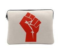 Housse Ordinateur et Tablette Aspect Lin - Poing Serre Resistance Militant Parti Communiste Anarchiste - 10 Pouces Pochette de Protection PC Portable Imprimé en France
