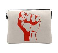 Housse Ordinateur et Tablette Aspect Lin - Poing Serre Resistance Militant Partie Communiste Rebellion - 14-15 Pouces Pochette de Protection PC Portable Imprimé en France