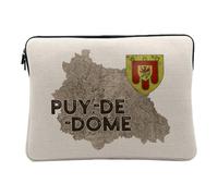 Housse Ordinateur et Tablette Aspect Lin - PUY de Dome 63 Departement Clermont Carte Ancienne Rare - 12-13 Pouces Pochette de Protection PC Portable Imprimé en France
