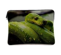 Housse Ordinateur et Tablette Aspect Lin - Python Vert Sublime Serpent Photo Nature Sauvage Reptile - 14-15 Pouces Pochette de Protection PC Portable Imprimé en France