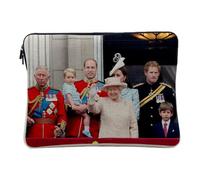 Housse Ordinateur et Tablette Aspect Lin - Reine Elisabeth II Famille Royal 2019 Reine d'Angleterre Philip Charles - 10 Pouces Pochette de Protection PC Portable Imprimé en France