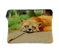 Housse Ordinateur et Tablette Aspect Lin - Renard Endormis Super Mignon Animal Sauvage Foret Nature - 14-15 Pouces Pochette de Protection PC Portable Imprimé en France