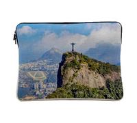 Housse Ordinateur et Tablette Aspect Lin - Rio de Janeiro Christ Redempteur Bresil Monument Patrimoine Mondial - 14-15 Pouces Pochette de Protection PC Portable Imprimé en France