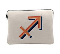 Housse Ordinateur et Tablette Aspect Lin - Sagittaire Signe Astrologie Zodiaque Astres Métaphore Symbole Figure Allegorie - 14-15 Pouces Pochette de Protection PC Portable Imprimé en France