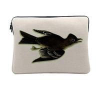 Housse Ordinateur et Tablette Aspect Lin - Sayornis Oiseau Planche Botanique Biologie Illustration Ancienne - 12-13 Pouces Pochette de Protection PC Portable Imprimé en France