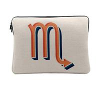 Housse Ordinateur et Tablette Aspect Lin - Scorpion Signe Astrologie Zodiaque Astres Métaphore Symbole Figure Allegorie - 12-13 Pouces Pochette de Protection PC Portable Imprimé en France