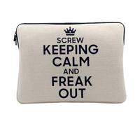 Housse Ordinateur et Tablette Aspect Lin - Screw Keeping Calm and Freak Out Parodie Angleterre - 10 Pouces Pochette de Protection PC Portable Imprimé en France
