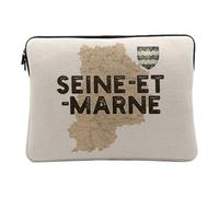 Housse Ordinateur et Tablette Aspect Lin - Seine et Marne 77 Departement Melun Carte Ancienne Paris - 10 Pouces Pochette de Protection PC Portable Imprimé en France
