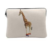 Housse Ordinateur et Tablette Aspect Lin - Skate Girafe Collage Vintage Illustration Art Humour Parody Animal - 12-13 Pouces Pochette de Protection PC Portable Imprimé en France