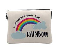 Housse Ordinateur et Tablette Aspect Lin - Somewhere Over The Rainbow Musique Chanson Arc en Ciel - 14-15 Pouces Pochette de Protection PC Portable Imprimé en France