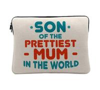Housse Ordinateur et Tablette Aspect Lin - Son of The Prettiest Mum in The World Mother Family - 10 Pouces Pochette de Protection PC Portable Imprimé en France
