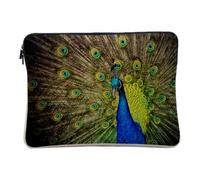 Housse Ordinateur et Tablette Aspect Lin - Sublime Paon Faisant La Roue Oiseau Bleu - 10 Pouces Pochette de Protection PC Portable Imprimé en France