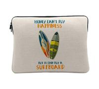 Housse Ordinateur et Tablette Aspect Lin - Surfboard - Money Can't Buy Happiness Sport Sea 10 Pouces Pochette de Protection PC Portable Imprimé en France