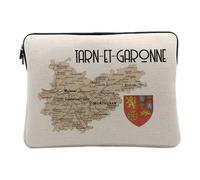 Housse Ordinateur et Tablette Aspect Lin - Tarn et Garonne 82 Département Montauban Carte Ancienne Occitanie - 10 Pouces Pochette de Protection PC Portable Imprimé en France