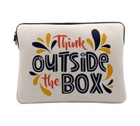 Housse Ordinateur et Tablette Aspect Lin - Think Outside The Box Typographie Message Citation Start up - 12-13 Pouces Pochette de Protection PC Portable Imprimé en France