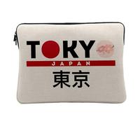 Housse Ordinateur et Tablette Aspect Lin - Tokyo Japan Japon Asie Culture Ville Sakura - 14-15 Pouces Pochette de Protection PC Portable Imprimé en France
