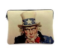 Housse Ordinateur et Tablette Aspect Lin - Uncle Sam US Army Etats Unis Guerre du Vietnam 70's Vintage - 10 Pouces Pochette de Protection PC Portable Imprimé en France