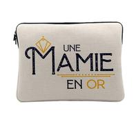 Housse Ordinateur et Tablette Aspect Lin - Une Mamie en Or Grand-Mère Amour Famille - 12-13 Pouces Pochette de Protection PC Portable Imprimé en France