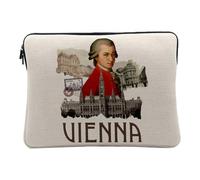 Housse Ordinateur et Tablette Aspect Lin - Vienna Vintage Collage Vienne Voyage Autriche Mozart - 10 Pouces Pochette de Protection PC Portable Imprimé en France