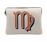 Housse Ordinateur et Tablette Aspect Lin - Vièrge Signe Astrologie Zodiaque Astres Métaphore Symbole Figure Allegorie - 14-15 Pouces Pochette de Protection PC Portable Imprimé en France