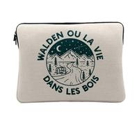 Housse Ordinateur et Tablette Aspect Lin - Walden ou la Vie dans Les Bois Voyage Aventure - 10 Pouces Pochette de Protection PC Portable Imprimé en France