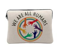 Housse Ordinateur et Tablette Aspect Lin - We are All Humans LGBTQ+ Gay Lesbien Egalité - 14-15 Pouces Pochette de Protection PC Portable Imprimé en France