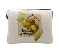 Housse Ordinateur et Tablette Aspect Lin - We Make a Nice Pear Botanique Collage Nature Fleurs Vintage Illustration Jeu de Mot Poires - 12-13 Pouces Pochette de Protection PC Portable Imprimé en