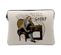 Housse Ordinateur et Tablette Aspect Lin - Where did All My Money Goya Jeu de Mot Humour Art - 14-15 Pouces Pochette de Protection PC Portable Imprimé en France