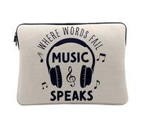 Housse Ordinateur et Tablette Aspect Lin - Where Words Fail Music Speaks Music Musician Song - 10 Pouces Pochette de Protection PC Portable Imprimé en France