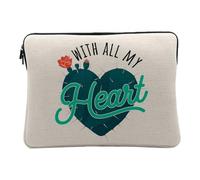 Housse Ordinateur et Tablette Aspect Lin - with All My Heart Plants Cactus Desert - 10 Pouces Pochette de Protection PC Portable Imprimé en France