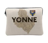 Housse Ordinateur et Tablette Aspect Lin - Yonne 89 Departement Auxerre Carte Ancienne Bourgogne - 12-13 Pouces Pochette de Protection PC Portable Imprimé en France