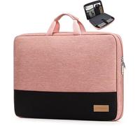 Housse Ordinateur Portable 15.6 pouces avec Poignée Sacoche TSA pour Ordinateur Portable Étanche avec 4 Couches de Protection Rose