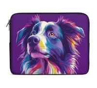 Housse Ordinateur Portable Chien Border Collie Coloré Pochette De Protection Laptop Sleeve À La Saleté Facile À Transporter Housse De Protection Ordinateur, pour Femmes, Office, Travel, 15In