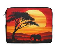 Housse Ordinateur Portable Coucher De Soleil avec Les Éléphants D'Afrique Pochette De Protection Laptop Sleeve Moderne Facile À Transporter Sacoche Ordinateur, pour Hommes, Netbook, Office, 15In