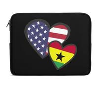 Housse Ordinateur Portable Cœurs Entrelacés, Drapeau des États-Unis Et du Ghana Pochette De Protection Laptop Sleeve Moderne Ordinateur Portable Sacoche, pour Femmes, Office, Hommes, 15In
