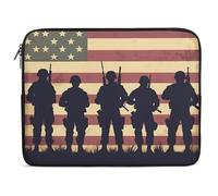 Housse Ordinateur Portable État Drapeau Américain Soldats Militaires Armée Pochette De Protection Laptop Sleeve Antichoc Étanche Ordinateur Portable Sacoche, pour Netbook, Hommes, Femmes, 15In