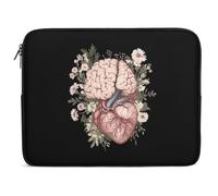 Housse Ordinateur Portable Fleurs du Cœur Et du Cerveau Humains Pochette De Protection Laptop Sleeve À La Saleté Housse pour Ordinateur Portable, pour Femmes, Hommes, Netbook, 15In
