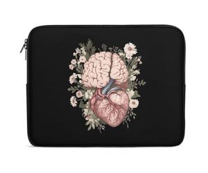 Housse Ordinateur Portable Fleurs du Cœur Et du Cerveau Humains Pochette De Protection Laptop Sleeve À La Saleté Housse pour Ordinateur Portable, pour Femmes, Hommes, Netbook, 15In