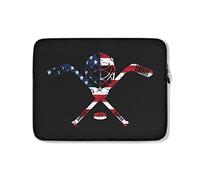Housse Ordinateur Portable Gardien De But De Hockey sur Glace avec Drapeau Américain Pochette De Protection Laptop Sleeve Antichoc Étanche Ordinateur Portable Sacoche 15In, pour Netbook, Hommes