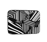 Housse Ordinateur Portable Impressions De Lignes Géométriques en Noir Et Blanc Pochette De Protection Laptop Sleeve Étanche Antichoc Sacoche Ordinateur, pour Travel, Office, 15In